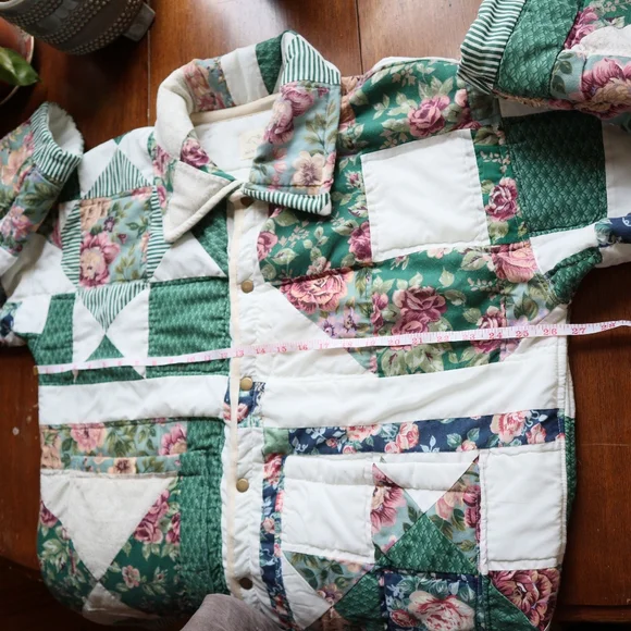 Upcycled Quilt Coat Vintage Handmade Blanket Patchwork Jacket M L XL - Picture 8 of 9